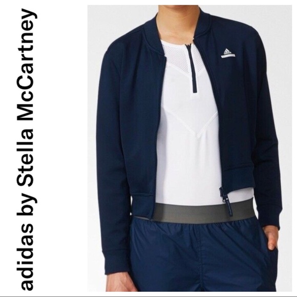 STELLA MCCARTNEY X ADIDAS BLUE CROP BOMBER JACKET SMALL - Picture 1 of 16